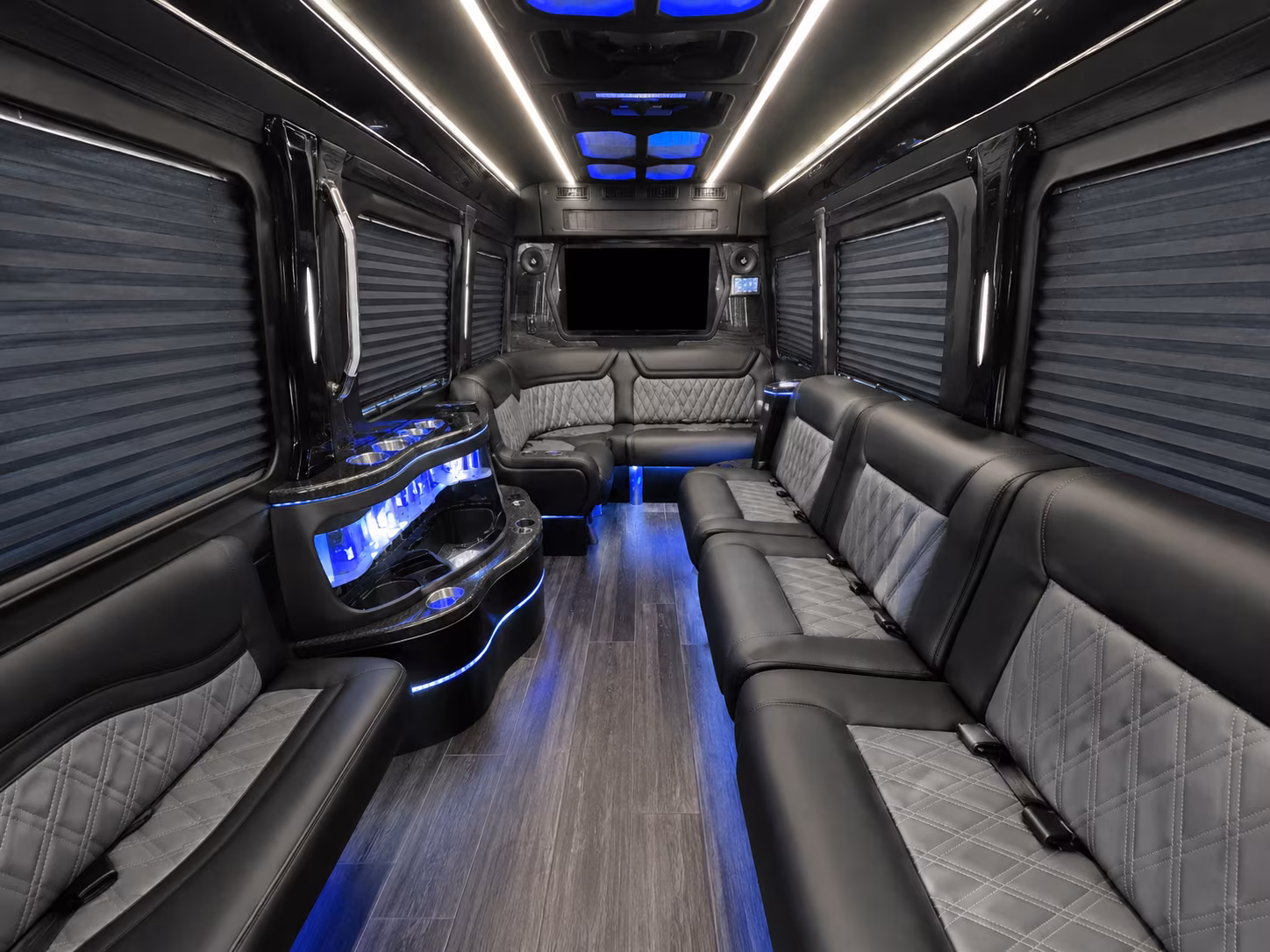 lansing 50 passenger party bus interior